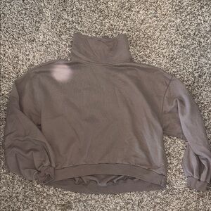 Abercrombie & Fitch Cropped Turtleneck Sweater in Taupe